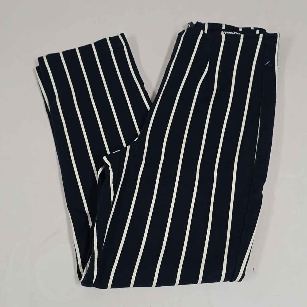 Reformation Chic Striped Navy Trousers